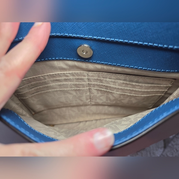 Michael Kors Jet Set Large Snap Pocket Tote-Steel Blue Saffiano Leather-NWT - Picture 11 of 16